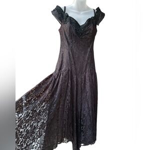 Paris sport club 1990’s black lace special Occassion dress size 9 Vgt